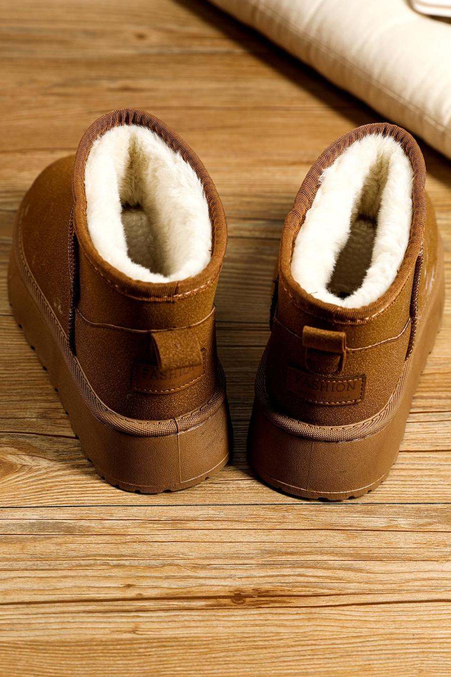 Boots | Chestnut Faux Fur Lined Suede Ankle Snow Boots - Women