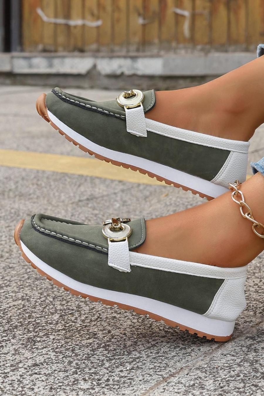 Sneakers | Blackish Green Stitching Patchwork Casual Shoes - Women