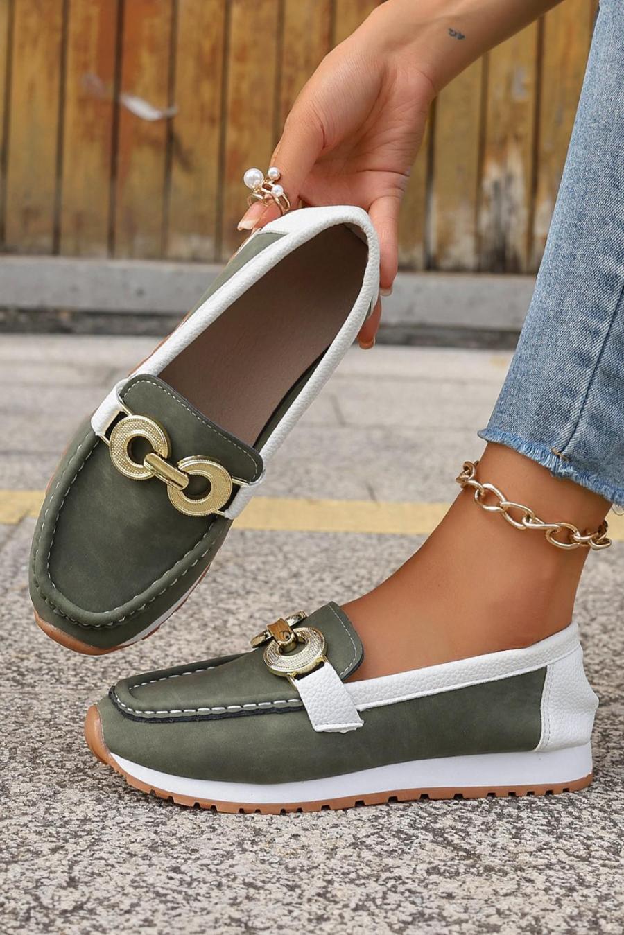 Sneakers | Blackish Green Stitching Patchwork Casual Shoes - Women